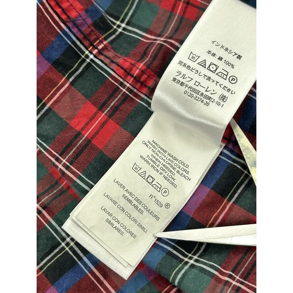 Ralph Lauren Boys Shirt Size 6 Tartan Plaid 100% Cotton Button Down Christmas